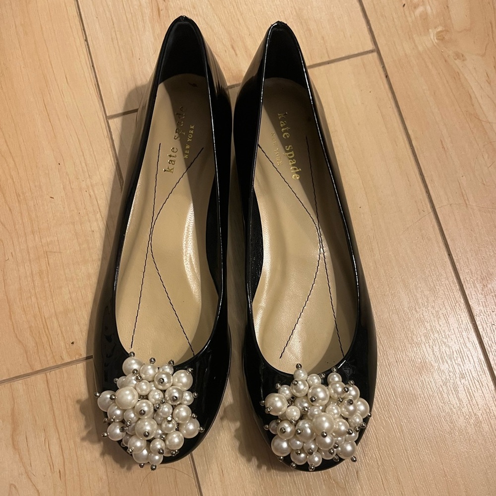 Vilette Flats Kate Spade Patent Leather  with Pearl Cluster